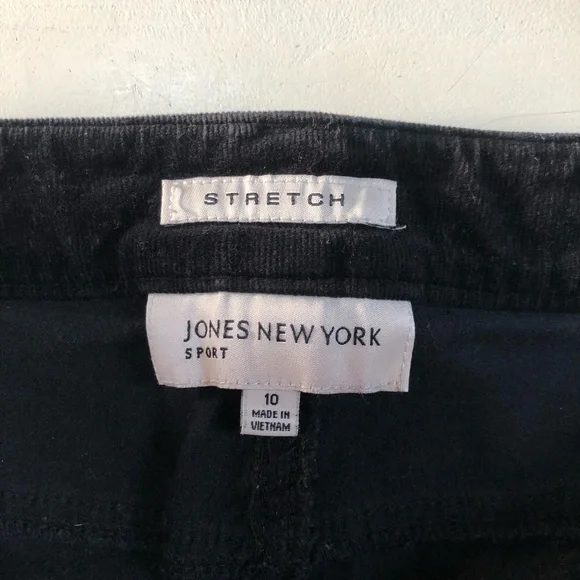 Jones New York Sport Black Crushed Velvet High Rise 100% Cotton Pant - Picture 3 of 7
